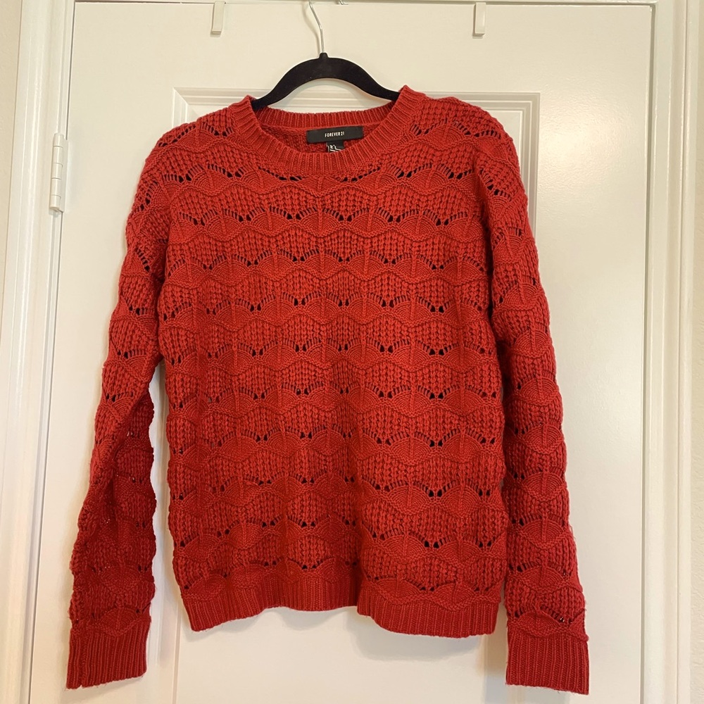 Forever 21 Pointelle Sweater Medium weight SMALL